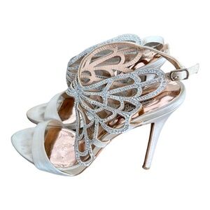 Jewel Badgley Mischka Womens Taresa Crystal Butterfly Heels Silver Shoes 8.5